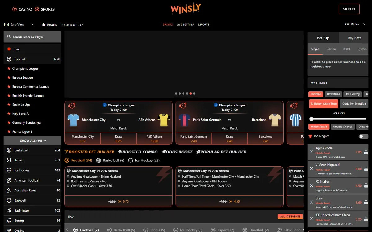 Sportsboken hos Winsly