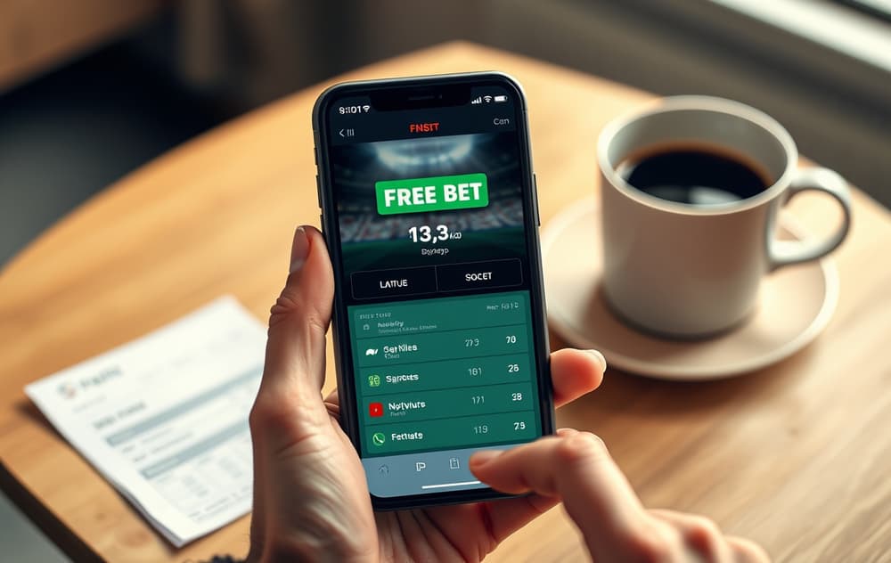 Mobilskjerm med bettingside som viser gratis oddsbonus